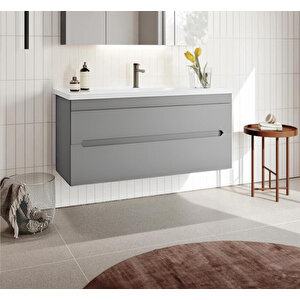 Varna 120 Cm Mat Gri Banyo Dolabı Alt Modül Ve Lavabo