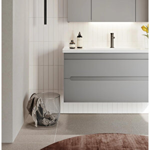 Varna 120 Cm Mat Gri Banyo Dolabı Alt Modül Ve Lavabo