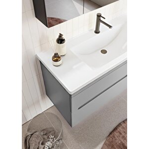 Varna 120 Cm Mat Gri Banyo Dolabı Alt Modül Ve Lavabo