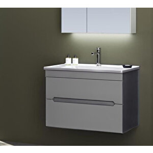 Varna 80 Cm Antrasit Banyo Dolabı Alt Modül Ve Lavabo