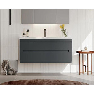 Varna 100 Cm Antrasit Banyo Dolabı Alt Modül Ve Lavabo