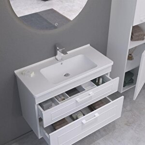 Limpo 100 Cm Beyaz Banyo Dolabı Alt Modül Ve Lavabo