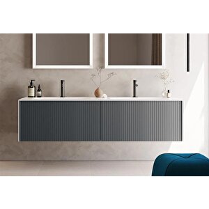 Cube 160 Cm Antrasit Banyo Dolabı Alt Modül Ve Lavabo