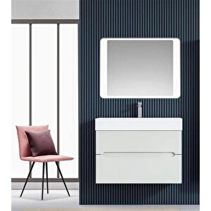 Malta 80 Cm Beyaz Banyo Dolabı Alt Modül Ve Lavabo