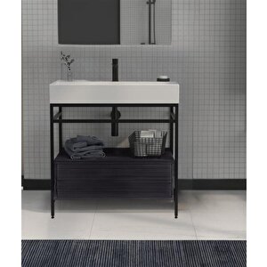 Vegas 60 Cm Antrasit Banyo Dolabı Alt Modül Ve Lavabo