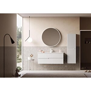 Moonlight 90 Cm Beyaz Banyo Dolabı Alt Modül Ve Lavabo