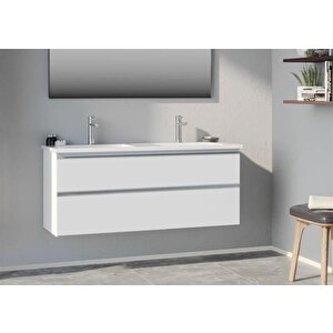 Terme 120 Cm Beyaz Çekmeceli Banyo Dolabı Alt Modül Ve Lavabo