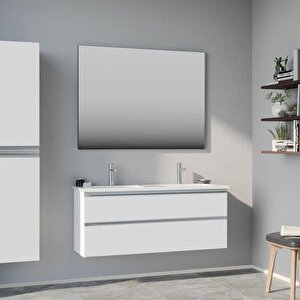 Terme 120 Cm Beyaz Çekmeceli Banyo Dolabı Alt Modül Ve Lavabo