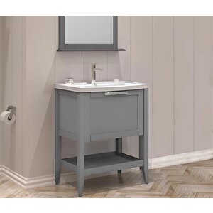 Bastle 65 Cm Gri Banyo Dolabı Alt Modül Ve Lavabo