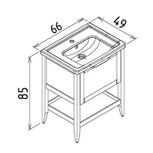 Bastle 65 Cm Gri Banyo Dolabı Alt Modül Ve Lavabo