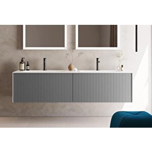 Cube 160 Cm Gri Banyo Dolabı Alt Modül Ve Lavabo