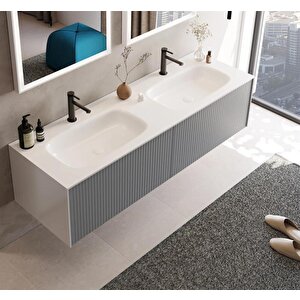 Cube 160 Cm Gri Banyo Dolabı Alt Modül Ve Lavabo