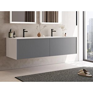 Cube 160 Cm Gri Banyo Dolabı Alt Modül Ve Lavabo