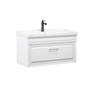 Design 85 Cm Beyaz Banyo Dolabı Alt Modül Ve Lavabo