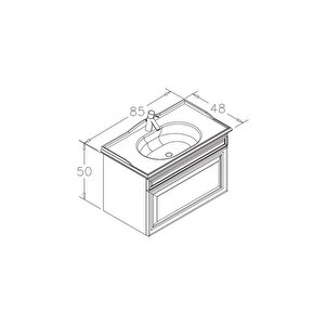 Design 85 Cm Beyaz Banyo Dolabı Alt Modül Ve Lavabo