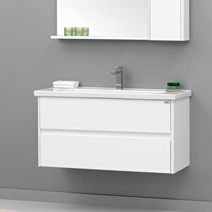 Duden 100 Cm Beyaz Banyo Dolabı Alt Modül Ve Lavabo