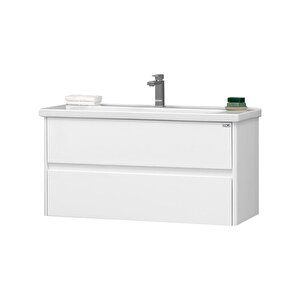 Duden 100 Cm Beyaz Banyo Dolabı Alt Modül Ve Lavabo