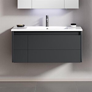 Likya 80 Cm Antrasit Banyo Dolabı Alt Modül Ve Lavabo