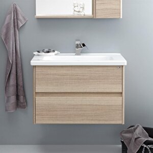 Duden 80 Cm Meşe Banyo Dolabı Alt Modül Ve Lavabo
