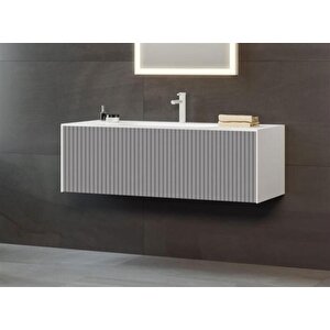 Cube 120 Cm Gri Banyo Dolabı Alt Modül Ve Lavabo