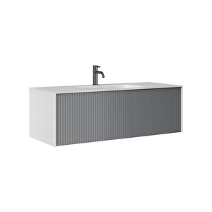 Cube 120 Cm Gri Banyo Dolabı Alt Modül Ve Lavabo