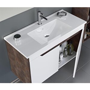 Lago 85 Cm Beyaz Banyo Dolabı Alt Modül Ve Lavabo