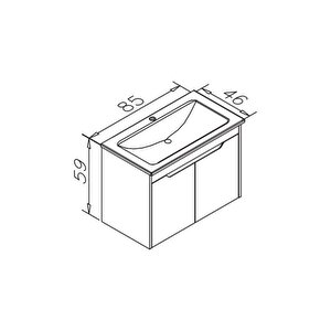Lago 85 Cm Beyaz Banyo Dolabı Alt Modül Ve Lavabo
