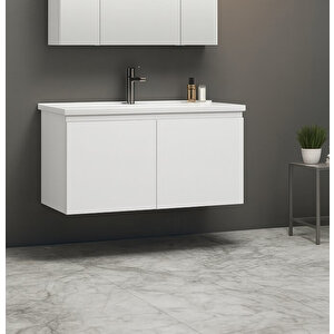 Orka Terme 100 Cm Parlak Beyaz Banyo Dolabı Alt Modül Ve Lavabo
