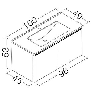 Terme 100 Cm Beyaz Banyo Dolabı Alt Modül Ve Lavabo
