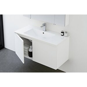 Orka Terme 100 Cm Parlak Beyaz Banyo Dolabı Alt Modül Ve Lavabo