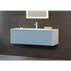 Cube 120 Cm Mavi Banyo Dolabı Alt Modül Ve Lavabo