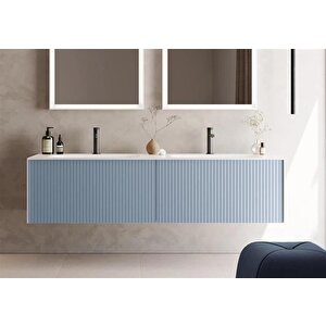 Cube 160 Cm Mavi Banyo Dolabı Alt Modül Ve Lavabo