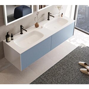 Cube 160 Cm Mavi Banyo Dolabı Alt Modül Ve Lavabo