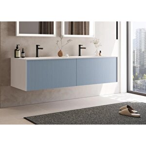 Cube 160 Cm Mavi Banyo Dolabı Alt Modül Ve Lavabo