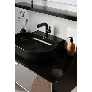 Yalıköy 90 Cm, Siyah Lavabo, Banyo Dolabı Alt Modül Ve Lavabo