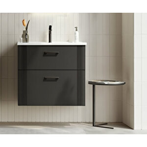 Bari 65 Cm Mat Antrasit Banyo Dolabı Alt Modül Ve Lavabo