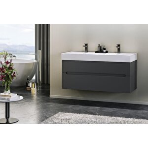 Malta 120 Cm Antrasit Banyo Dolabı Alt Modül Ve Lavabo
