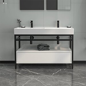 Vegas 120 Cm Beyaz Banyo Dolabı Alt Modül Ve Lavabo