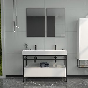 Vegas 120 Cm Beyaz Banyo Dolabı Alt Modül Ve Lavabo