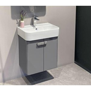 Orbit 55 Cm Gri Banyo Dolabı Alt Modül Ve Lavabo