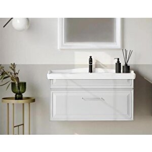 Design 100 Cm Beyaz Banyo Dolabı Alt Modül Ve Lavabo