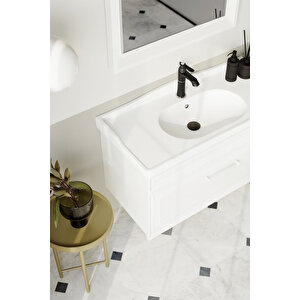 Design 105 Cm Mat Beyaz Banyo Dolabı Alt Modül Ve Lavabo