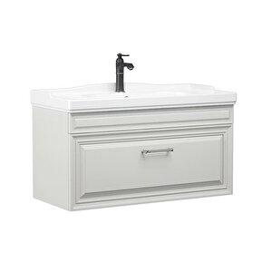 Design 100 Cm Beyaz Banyo Dolabı Alt Modül Ve Lavabo
