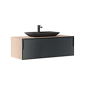 Craft 120 Cm Meşe Antrasit Banyo Dolabı Alt Modül Ve Lavabo