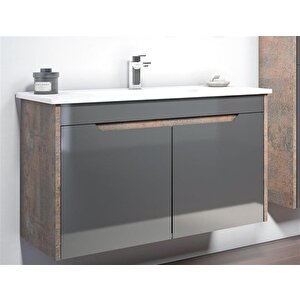 Lago 100 Cm Antrasit Banyo Dolabı Alt Modül Ve Lavabo