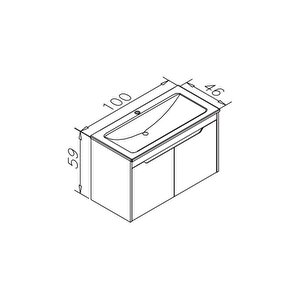 Lago 100 Cm Antrasit Banyo Dolabı Alt Modül Ve Lavabo