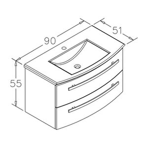 Urla 90 Cm Parlak Beyaz Banyo Dolabı Alt Modül Ve Lavabo