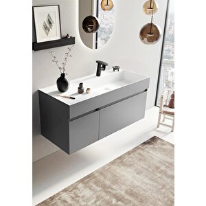 Lusso 120 Cm Gri Banyo Dolabı Alt Modül Ve Lavabo
