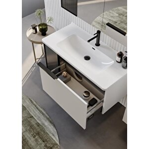 Pure 80 Cm Beyaz Banyo Dolabı Alt Modül Ve Lavabo