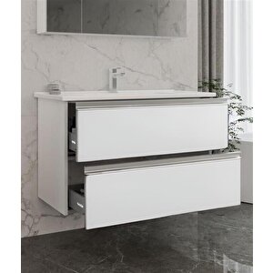 Terme 100 Cm Beyaz Çekmeceli Banyo Dolabı Alt Modül Ve Lavabo